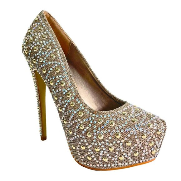 Silver Rhinestone Size 6.5 Thin High Heels Platform Stiletto Party Shoes Lasonia - Picture 11 of 15